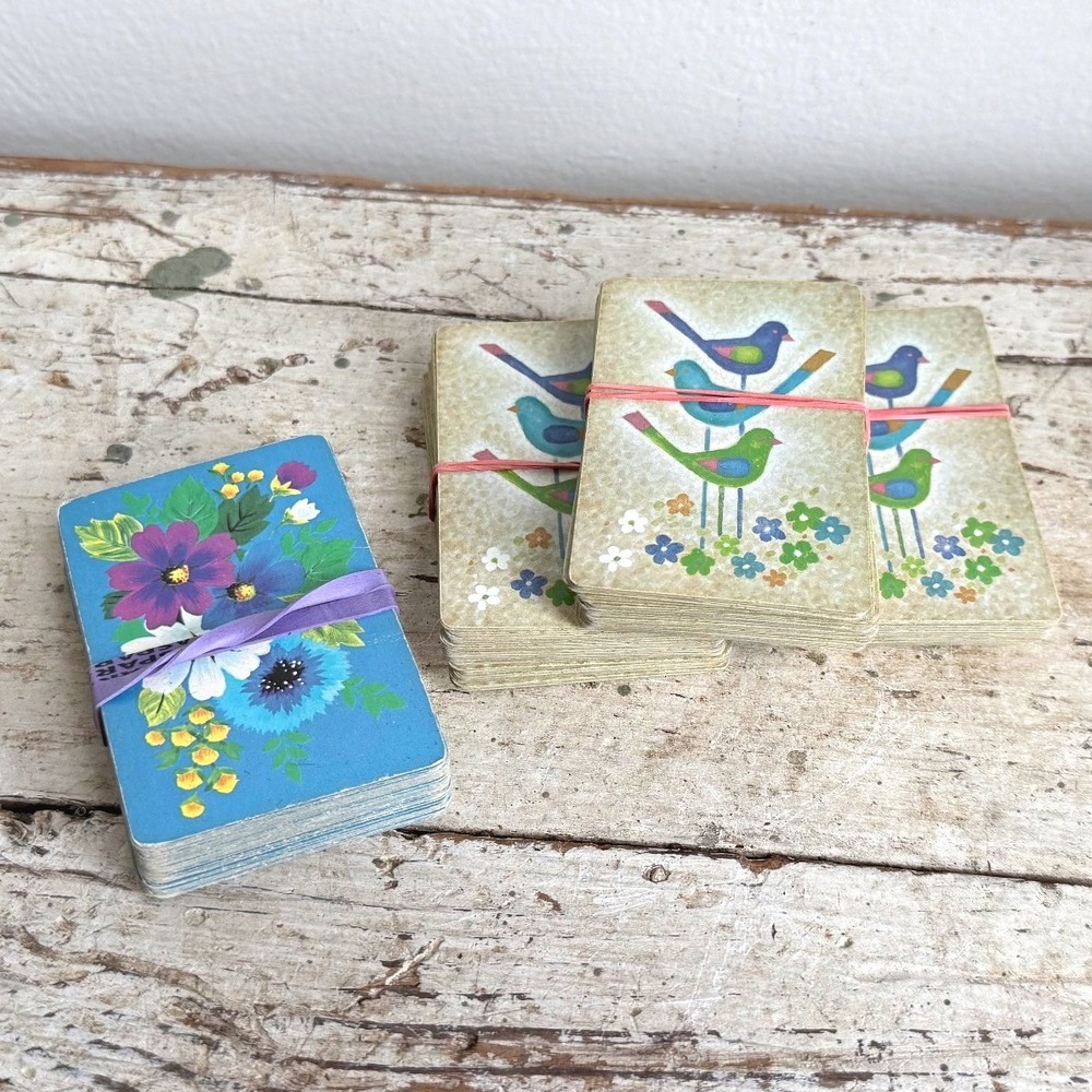 Vintage Stardust Nu-Vue Playing Cards Lot of 4 Decks Birds Floral USA